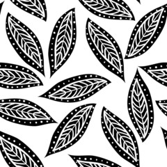 Ornamental leaves, seamless pattern