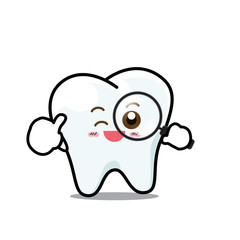 Happy  Dental Smile Tooth Mascot Cartoon Character isolated on w