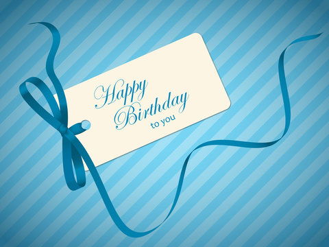 HAPPY BIRTHDAY gift tag (blue father’s day ribbon)