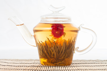 Teapot with green tea