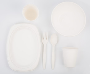 Eco friendly Unbleached plant fiber dishware set : plate, spoon