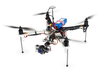 Qvadrocopter on white background.