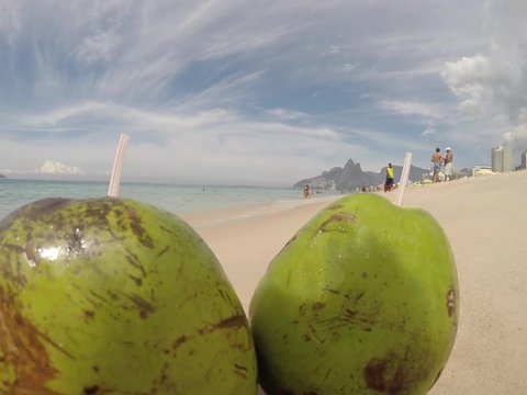 Green Coconuts Ipanema Beach Slo Mo Waves