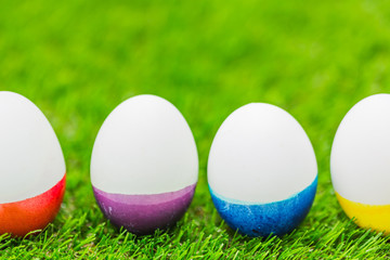 Easter Eggs on Fresh Green Grass