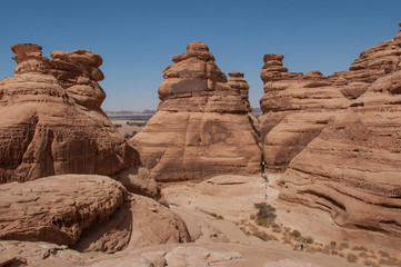 Rock formations in Madaîn Saleh, Saudi Arabia