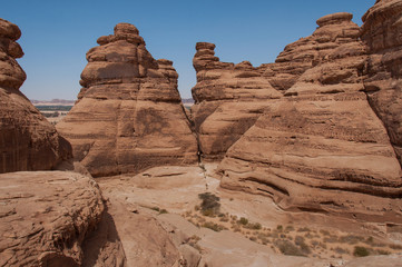 Rock formations in Madaîn Saleh, Saudi Arabia