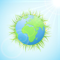 Earth with grass and Sun