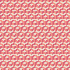 Random size pink cubes three dimensional pattern