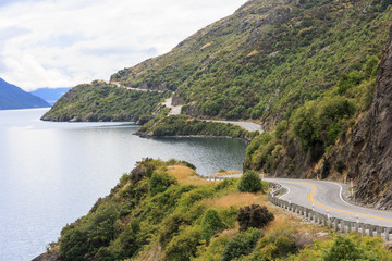 Road next to Lake Wakatipu