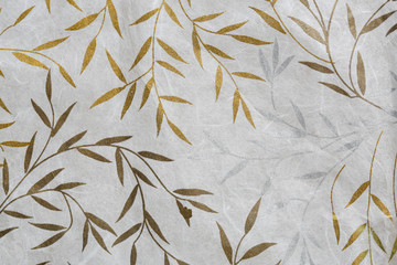 Mulberry paper texture with golden and silver leaf