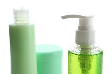 Cosmetic bottles isolated on white