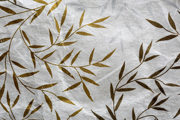Mulberry paper texture with golden and silver leaf
