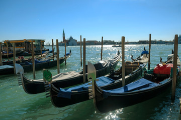 Fototapeta na wymiar Grand Canal with historic buildings in Venice - Italy