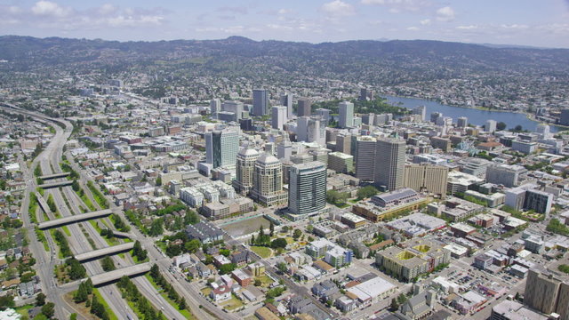 Aerial Oakland near San Francisco City Bay area