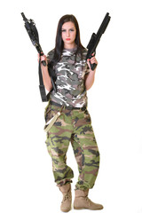 beautiful sexy girl holding gun