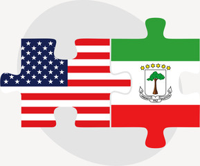USA and Equatorial Guinea Flags in puzzle