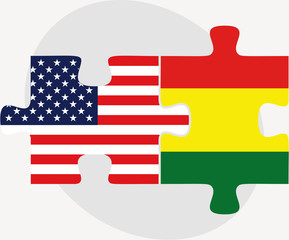 USA and Bolivia Flags in puzzle