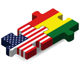 USA and Bolivia Flags in puzzle