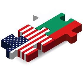USA and Bulgaria Flags in puzzle