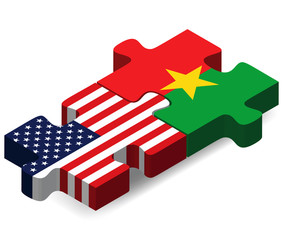 USA and Burkina Faso Flags in puzzle