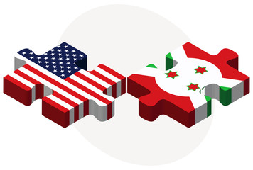 USA and Burundi Flags in puzzle