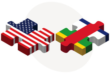 USA and Central African Republic Flags in puzzle