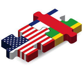USA and Central African Republic Flags in puzzle