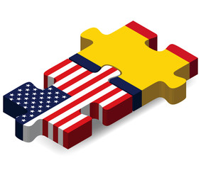 USA and Chad Flags in puzzle