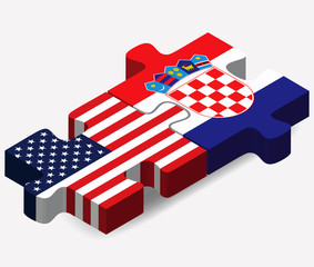 USA and Croatia Flags in puzzle