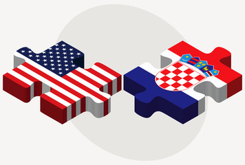 USA and Croatia Flags in puzzle