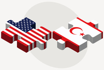 USA and Turkish Republic of North Cyprus  Flags in puzzle