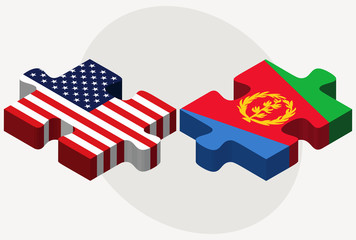 USA and State of Eritrea Flags in puzzle