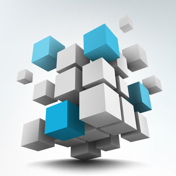 Vector illustration of 3d cubes