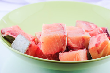 raw fish in plate