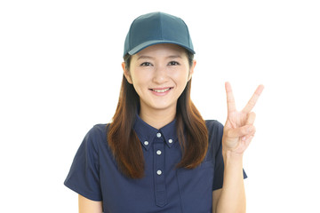 笑顔の女性労働者