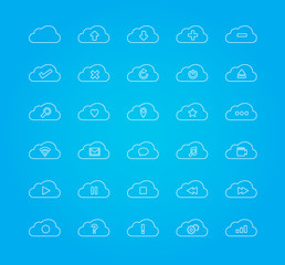 Fototapeta premium Cloud Line Icons