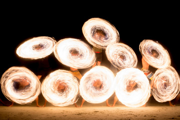 Fire-jugglers perform a show on Sai Kiew beach