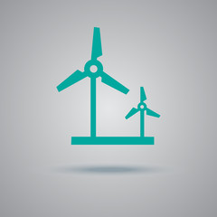 wind, turbine, icon, flat, vector, illustration