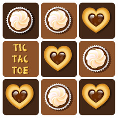 Tic-Tac-Toe of cookie and cup cake