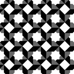 Black and white geometric seamless pattern, abstract background.