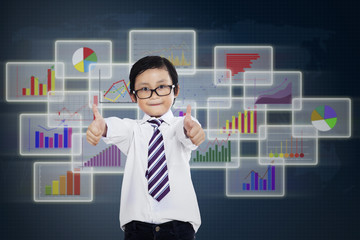 Satisfied little businessman