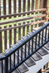 close-up of classic wooden staircase