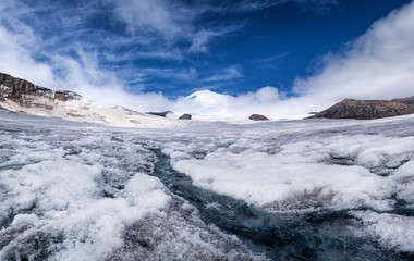River on glacier. Beautiful natural landscape