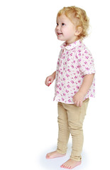 Adorable little girl photo in full growth.