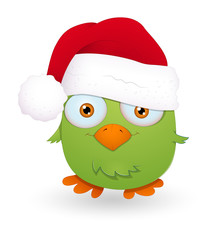 Cute Bird with Santa Cap