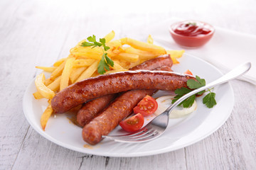sausage and french fries