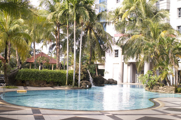 Tropical luxury pool at a hotel in Jakarta Indonesia