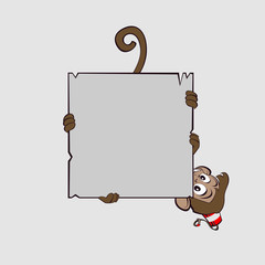 Monkey clings to scroll