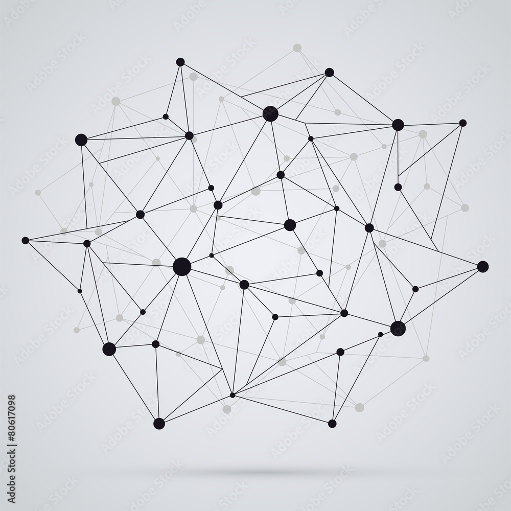 Poster geometric сonnection structure networks. polygonal background b