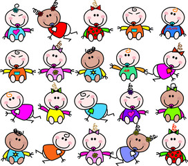 mixed ethnic babies seamless pattern
